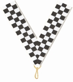 7/8" x 32" Checkered Flag Neck Ribbon with Snap Clip