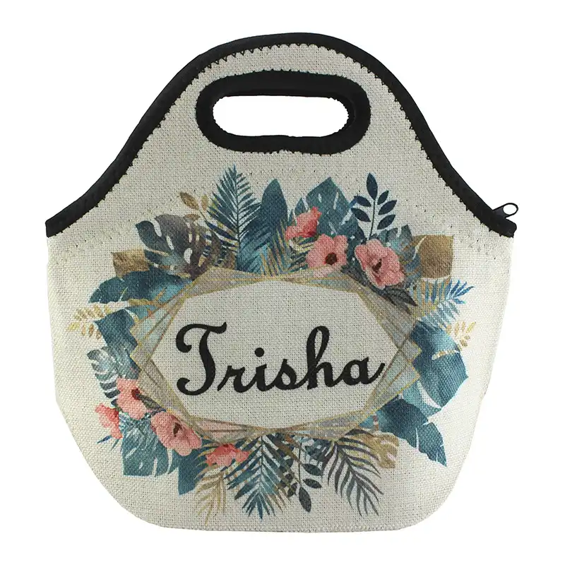 Sublimation Blank SubliLinen Lunch Bag - 11"x11.25" Natural w/Black Trim