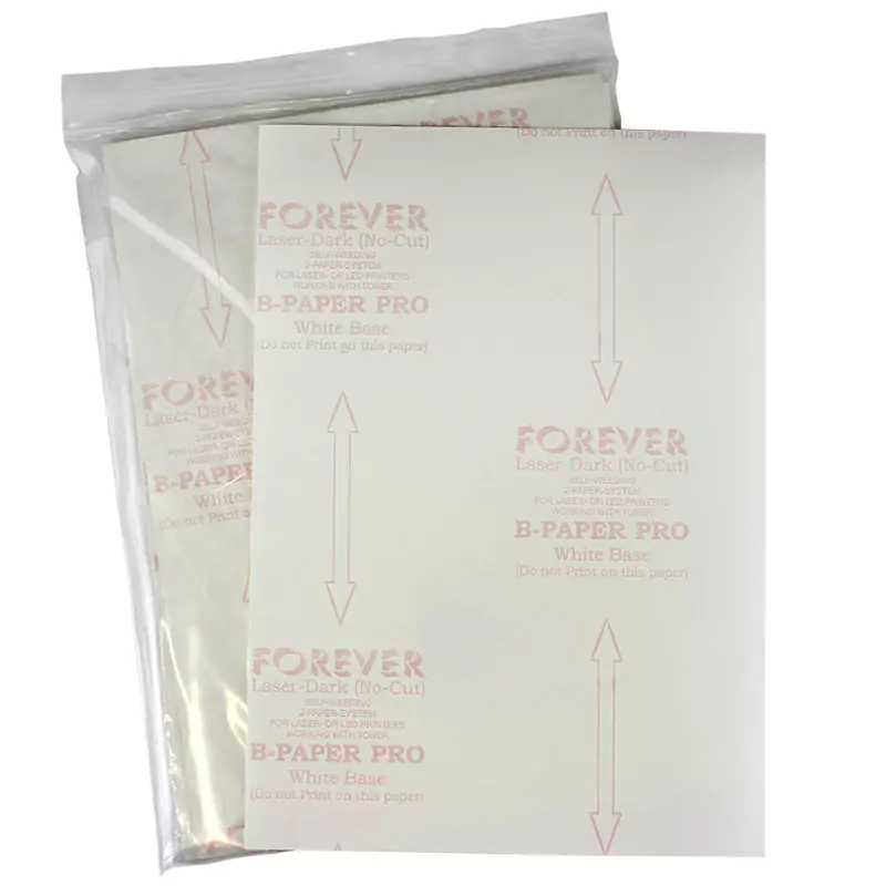 Forever Laser Dark No-Cut Low Temp Transfer Paper A & B Sheets 8.5" x 11" 100 Sheet Pack