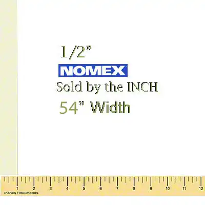 Heat Insulating White Nomex Felt Pad - 1/2" Thick - 54" Wide - Sold By the Inch