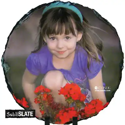 SubliSlate Blank Sublimation Slate Matte Plaque - 11.7" Round w/Feet