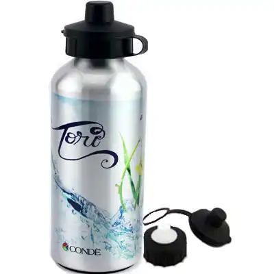 DyeTrans Sublimation Blank Aluminum Water Bottle - 600ml - Silver w/Top and Carabiner