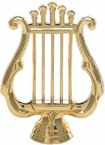 4 1/4 Music Lyre Gold Trophy Figure  Music Trophy Figures from Trophy Kits