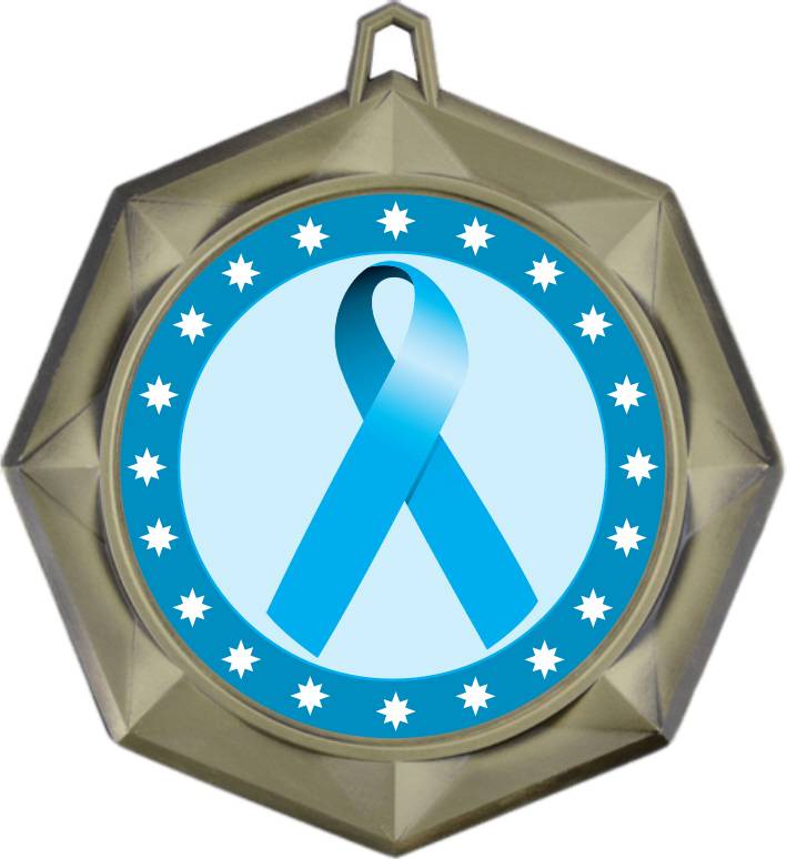 Light Blue Ribbon Awareness 2 1/4 Award Medal