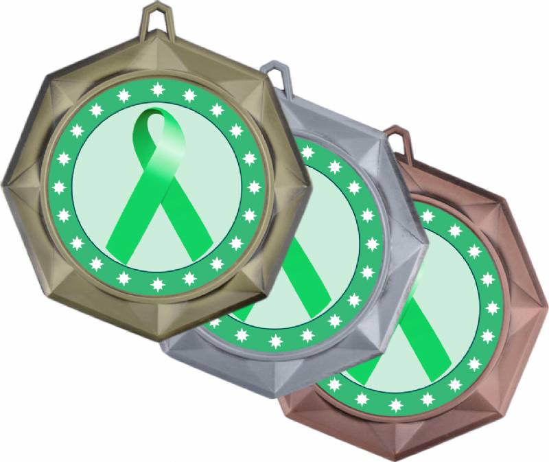 Light Green Ribbon Awareness 3 Award Medal