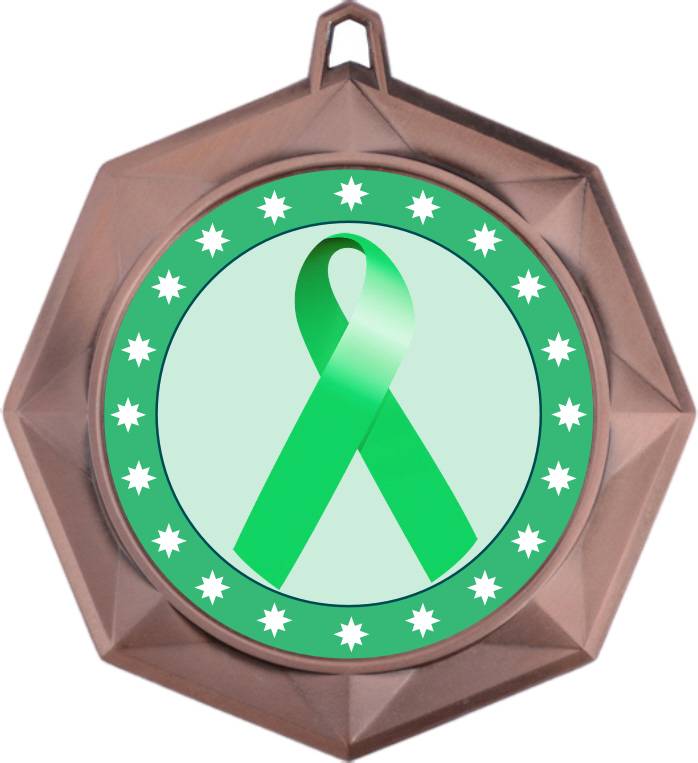 Light Green Ribbon Awareness 3 Award Medal