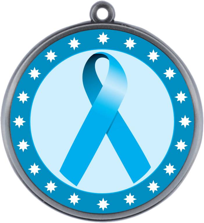 Light Blue Ribbon Awareness 2 1/4 Award Medal