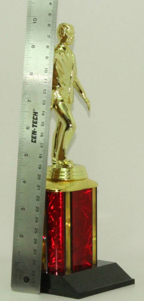 Customizable Dundie Award from The Office Salesman Trophy Custom Engraving Gold & Red Column On Marble Base 