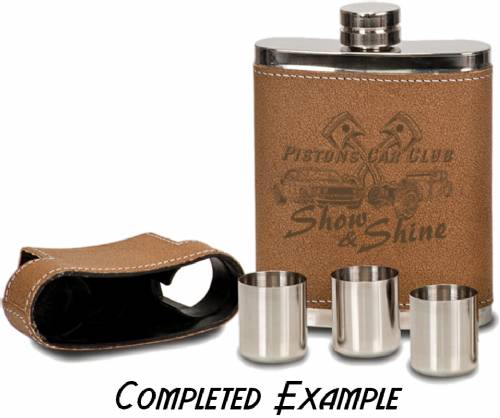 Wilouby 10 oz Hunter Tube Flask in Blue Ostrich Leather with 2 Shot Cups 