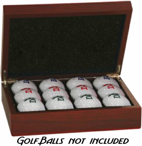 Rosewood Finish Golf Ball Case Gift Set