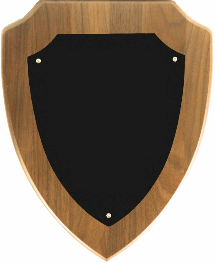 Sublimation Shield Award Plaque - Wave Shape Mahogany & Gold