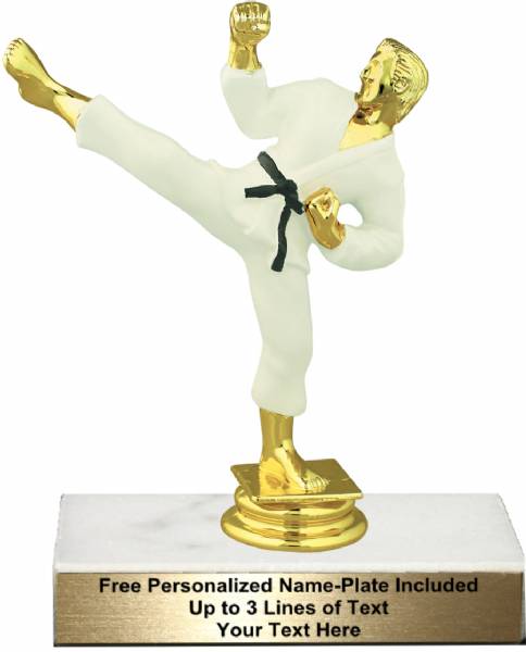 with engraving martial arts 1 Male karate trophy new design 5.5" tall 
