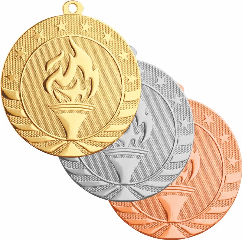 VICTORY TORCH MEDALS GOLD SILVER BRONZE MEDAL W NECK RIBBON IRON SERIES MEDAL 