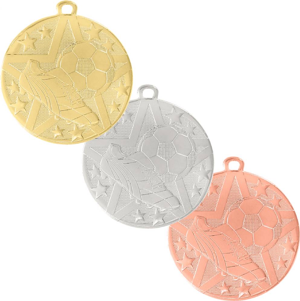 large gold HOCKEY medal with white neck ribbon trophy 2 1/2" diameter 