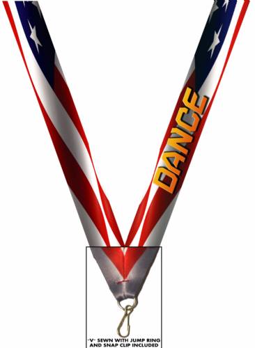 7/8" x 32" USA Graphic Dance Neck Ribbon w/ Snap Clip