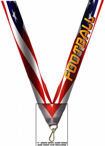 7/8" x 32" USA Graphic Football Neck Ribbon w/ Snap Clip