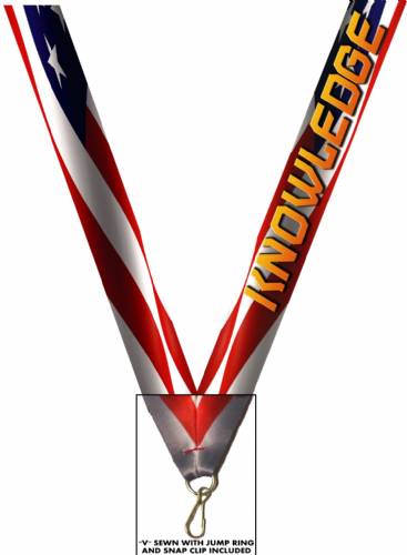 7/8" x 32" USA Graphic Knowledge Neck Ribbon w/ Snap Clip