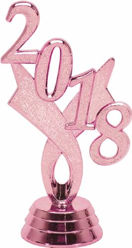 3 1/4" Pink "2018" Year Date Trophy Trim Piece