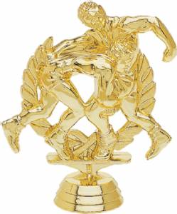 4 1/4" Double Action Wrestler Gold Trophy Figure