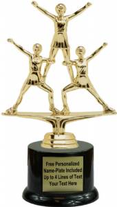 6 3/4" Triple Action Cheerleader Female Trophy Kit with Pedestal Base