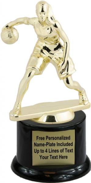 7" Gold Female Crossover Basketball Trophy Kit with Pedestal Base