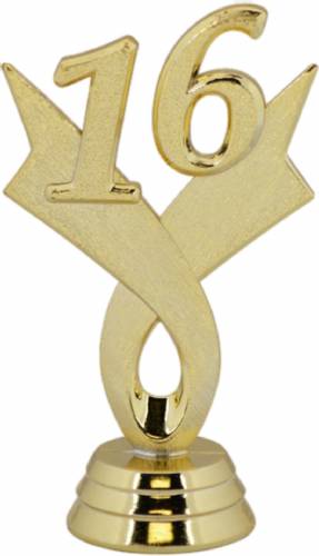 3 1/4" Gold "16" Year Date Trophy Trim Piece