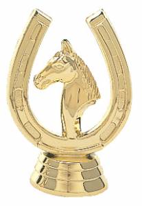 Gold 2 1/2" Horseshoe & Head Trophy Trim Piece