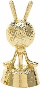 3" Golf Ball & Clubs Trophy Figure Gold
