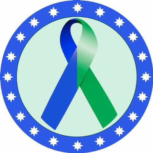 2" Blue Green Awareness Ribbon Trophy Insert
