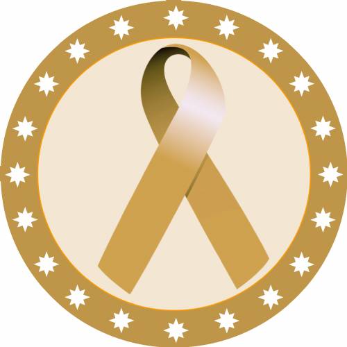 2" Gold Awareness Ribbon Trophy Insert