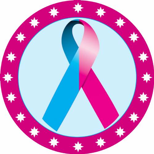 2" Light Blue Pink Awareness Ribbon Trophy Insert