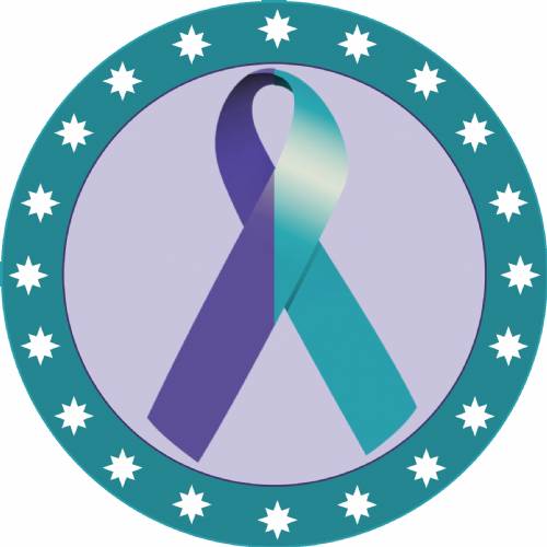 2" Purple Teal Awareness Ribbon Trophy Insert