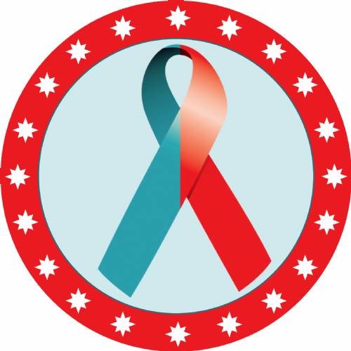 2" Red Teal Awareness Ribbon Trophy Insert