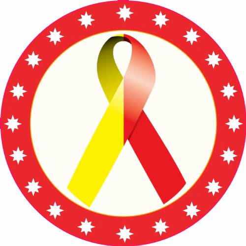 2" Red Yellow Awareness Ribbon Trophy Insert