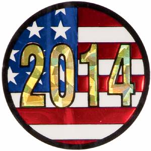 2" US Flag 2014 Holographic Mylar Trophy Insert