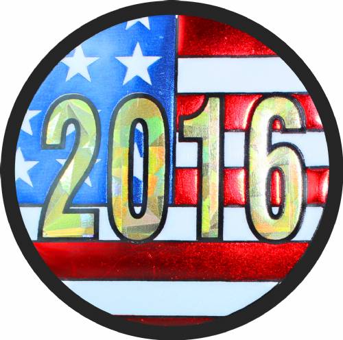 2" US Flag 2016 Holographic Mylar Trophy Insert