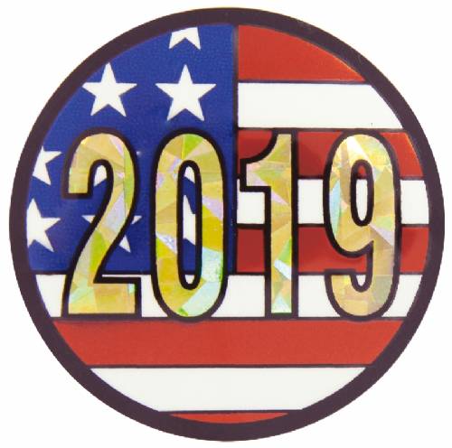 2" US Flag 2019 Holographic Mylar Trophy Insert