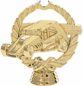 4" Wreath Dirt Track Racing Gold Trophy Figure