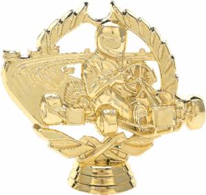 4" Wreath Go-Kart Gold Trophy Figure
