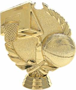 4 1/4" Wreath Series Basketball Trophy Figure Gold