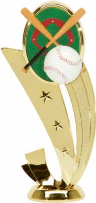 6 1/2" Sport Scene Baseball Color Trophy Figure