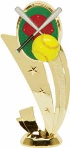 6 1/2" Sport Scene Softball Gold Trophy Figure