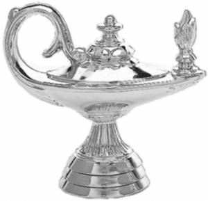 3" Lamp Of Knowledge Silver Trophy Figure