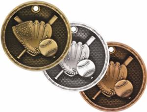 2" Baseball 3-D Award Medal