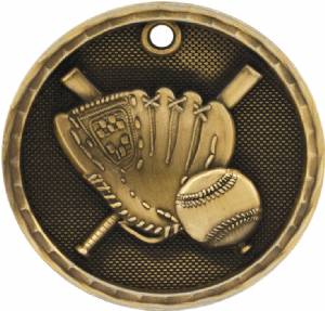 2" Baseball 3-D Award Medal #2