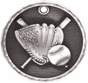 2" Baseball 3-D Award Medal #3