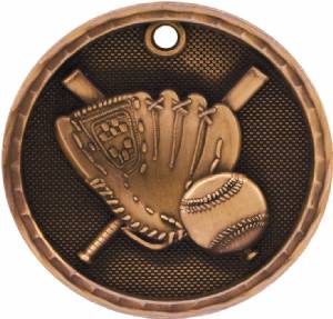 2" Baseball 3-D Award Medal #4
