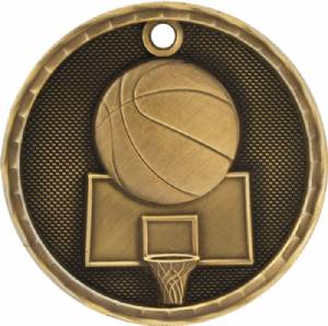 2" Basketball 3-D Award Medal #2