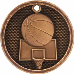 2" Basketball 3-D Award Medal #4