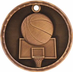 2" Basketball 3-D Award Medal #4